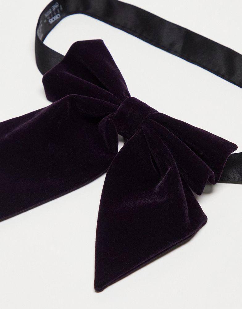 ASOS DESIGN oversized bow tie in deep purple velvet商品第2张图片规格展示