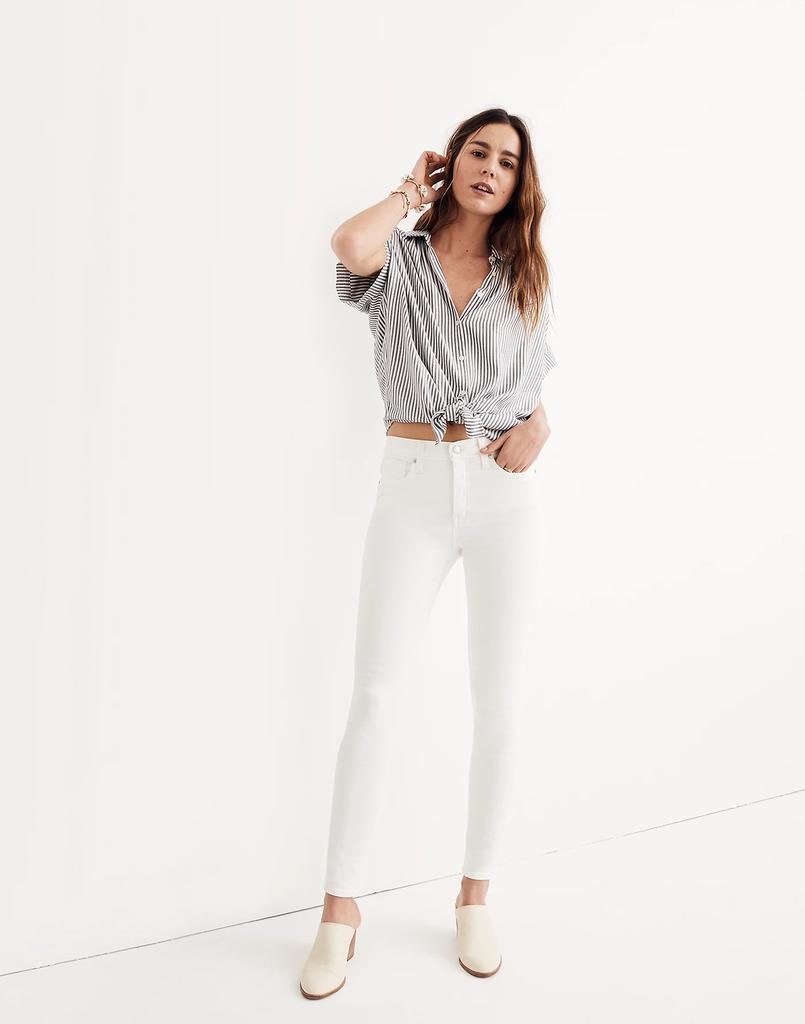 商品Madewell|Petite 9" Mid-Rise Skinny Jeans in Pure White,价格¥374,第3张图片详细描述