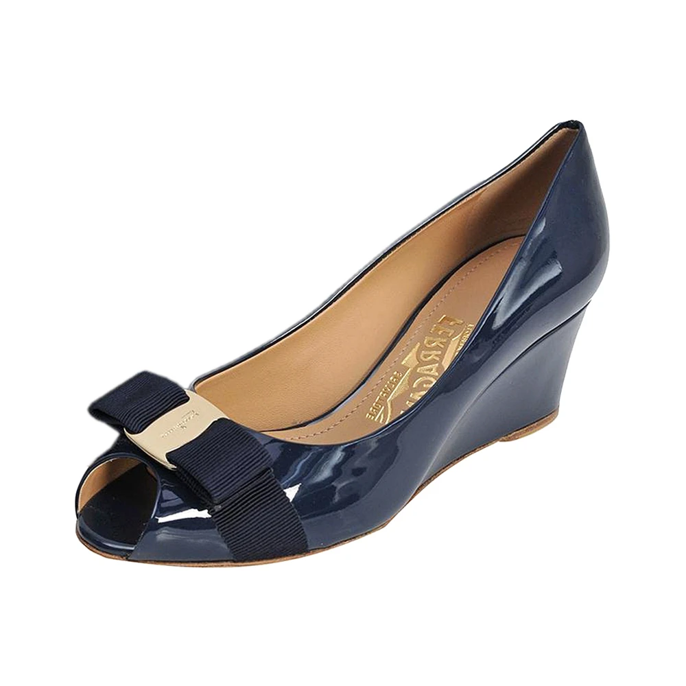SALVATORE FERRAGAMO 深蓝色女士坡跟鞋 0539742 商品