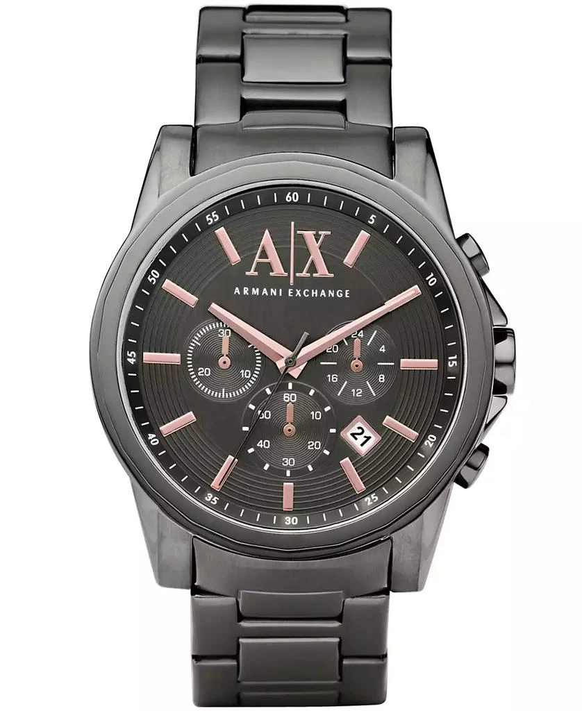 商品Armani Exchange|Men's Chronograph Gunmetal Gray Stainless Steel Bracelet Watch 45mm,价格¥775,第1张图片