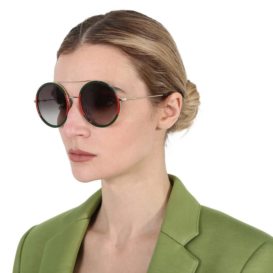 商品Gucci|Green Gradient Round Ladies Sunglasses GG0061S 003 56,价格¥1449,第2张图片详细描述