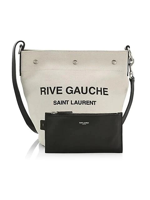 商品Yves Saint Laurent|Rive Gauche Linen & Leather Bucket Bag,价格¥13571,第4张图片详细描述