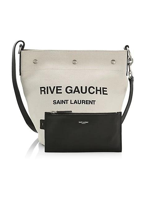商品Yves Saint Laurent|Rive Gauche Linen & Leather Bucket Bag,价格¥11011,第6张图片详细描述