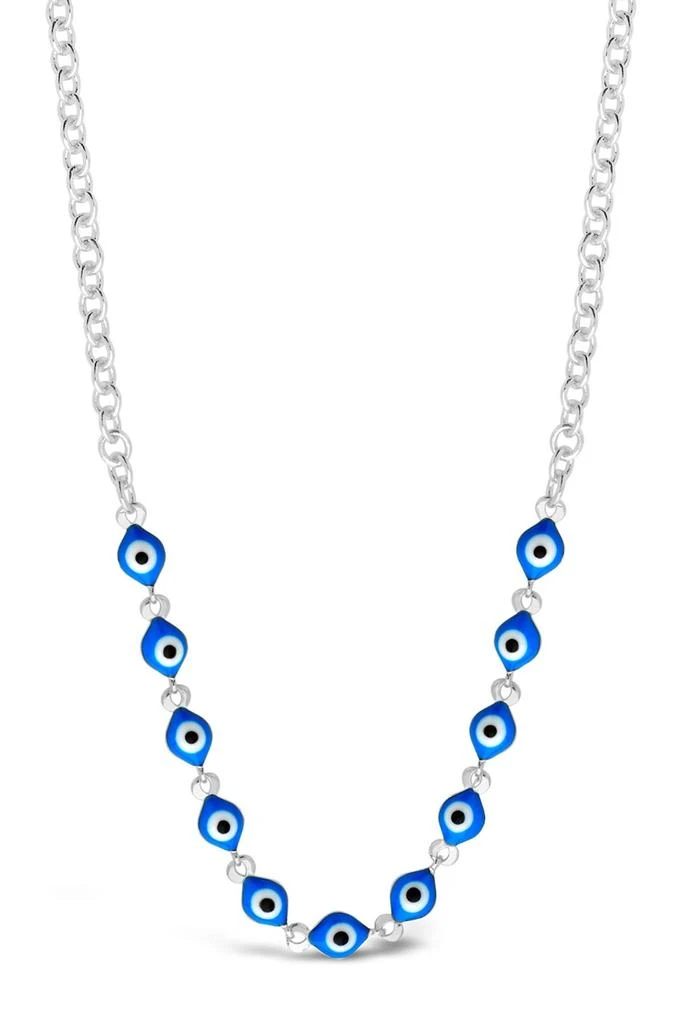 商品Sterling Forever|Rhodium Plated Blue Enamel Evil Eye Face Mask Chain,价格¥289,第2张图片详细描述