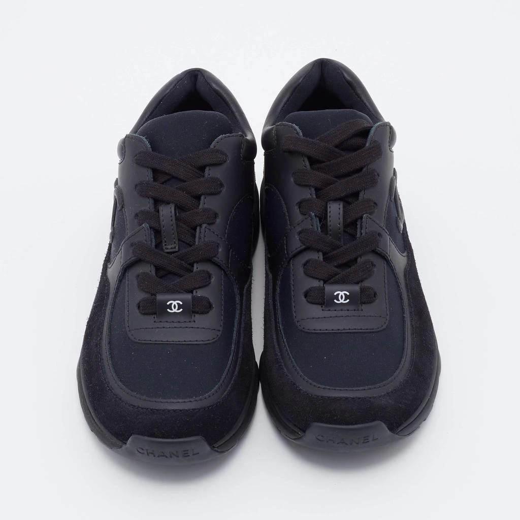 商品Chanel|Chanel Black Neoprene/Leather and Suede CC Lace-Up Sneakers Size 36,价格¥6409,第3张图片详细描述