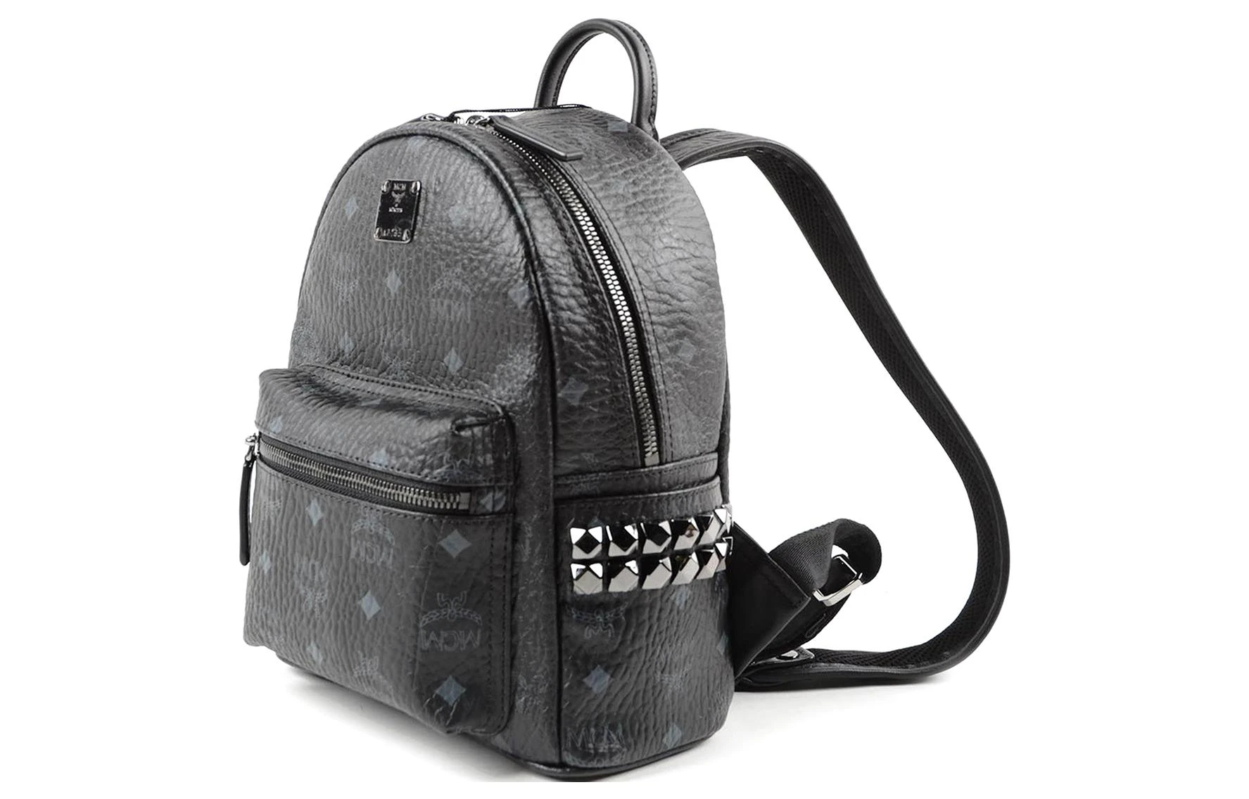 商品[国内直发] MCM|Stark Visetos 经典双侧铆钉 可手提单肩斜挎 双肩背包  迷你 男女同款 黑色,价格¥6695,第3张图片详细描述
