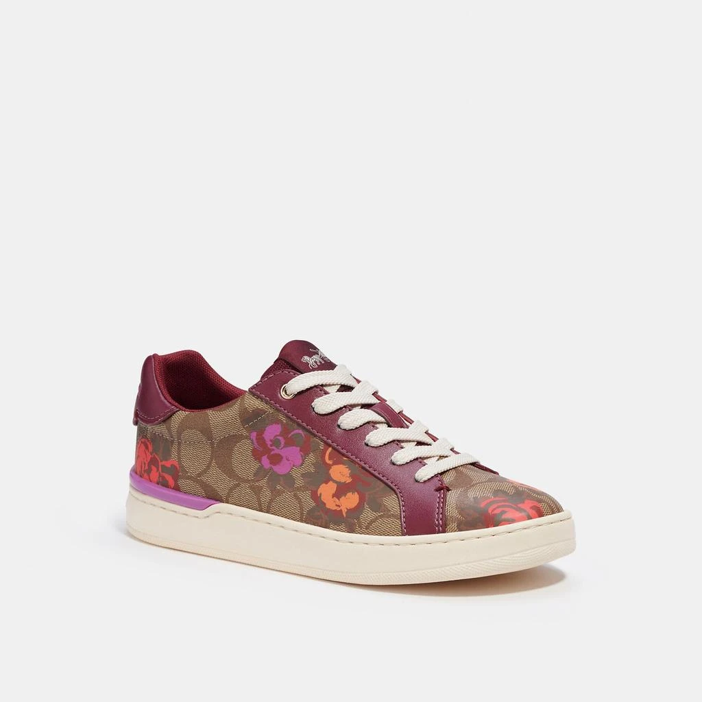 商品Coach|Coach Outlet Clip Low Top Sneaker In Signature Canvas With Floral Print,价格¥1130,第1张图片