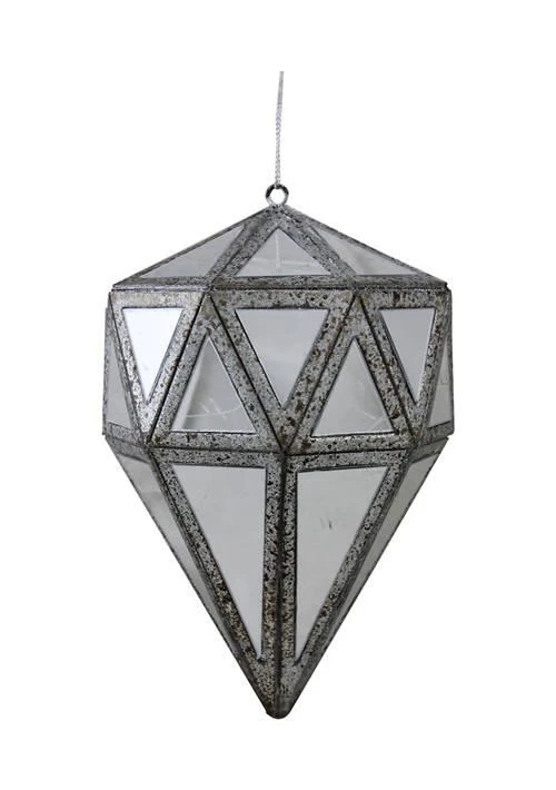 商品Northlight|5.5Inch Gray And Clear Mirrored Geometric Drop Christmas Ornament,价格¥303,第1张图片