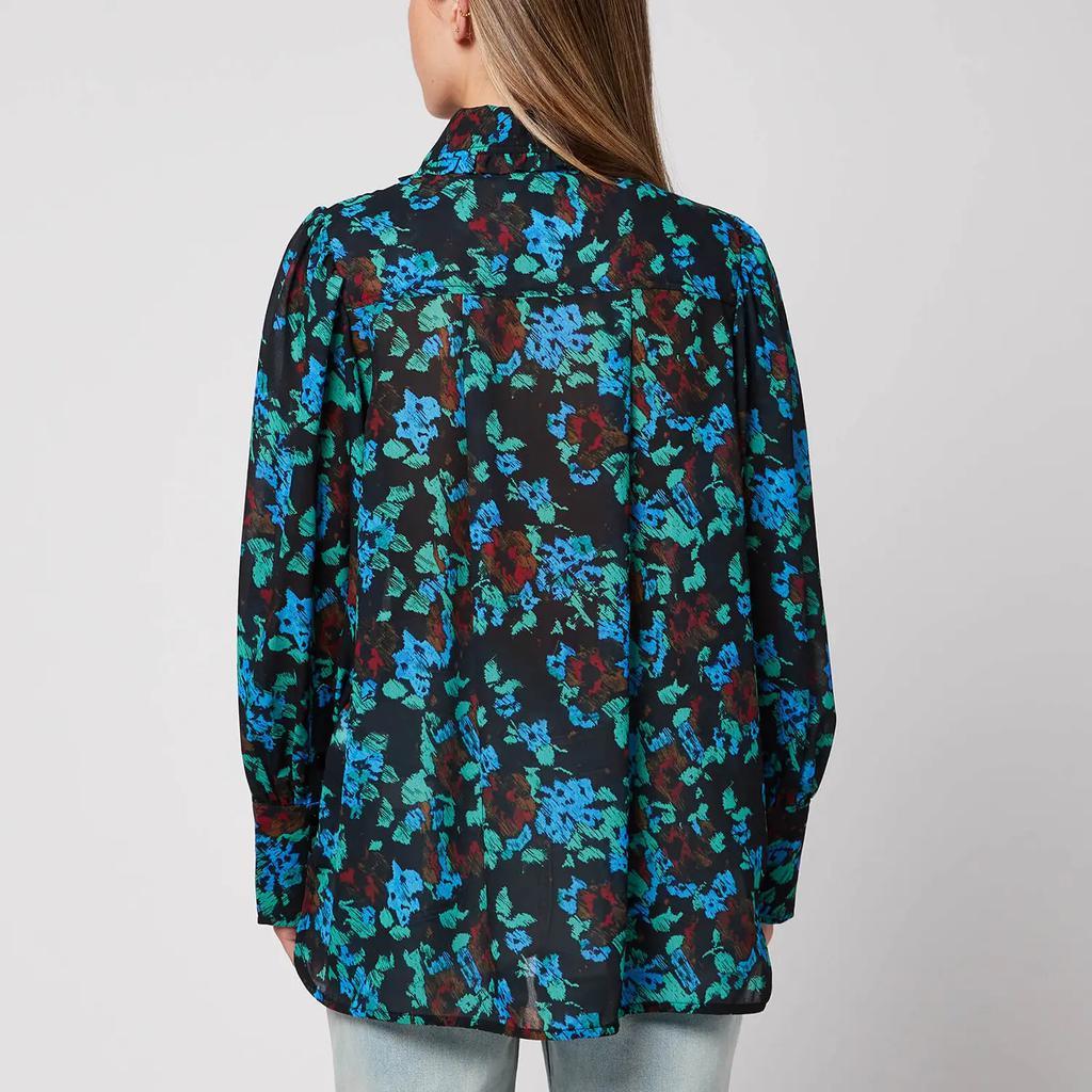 商品Ganni|Ganni Women's Printed Light Crepe Shirt - Meadow Azure Blue,价格¥462,第4张图片详细描述
