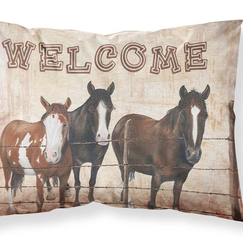 商品Caroline's Treasures|Welcome Mat with Horses Fabric Standard Pillowcase STANDARD,价格¥170,第1张图片