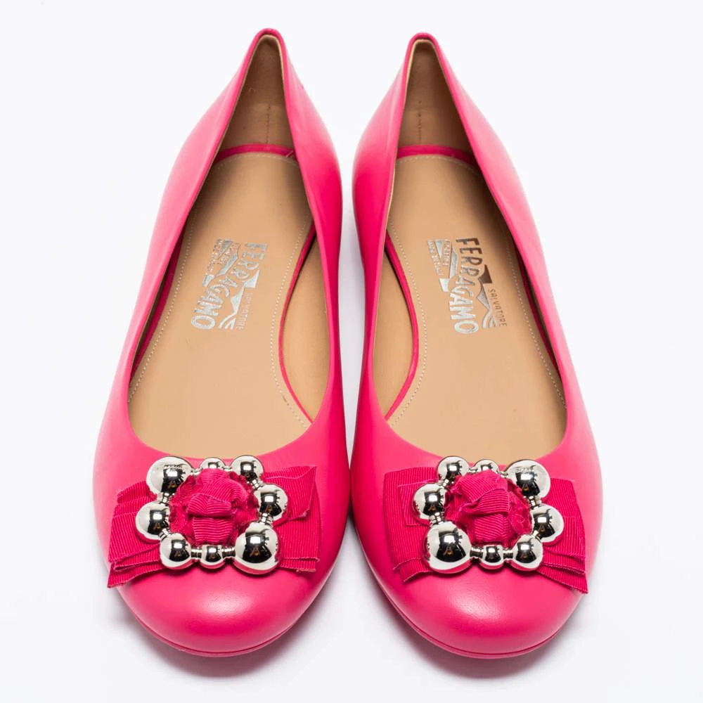 商品[二手商品] Salvatore Ferragamo|Salvatore Ferragamo Pink Leather Flair Ballet Flats Size 41,价格¥3094,第3张图片详细描述