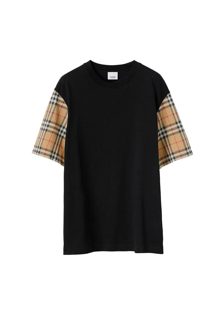 商品Burberry|Check sleeve cotton t-shirt,价格¥3927,第1张图片