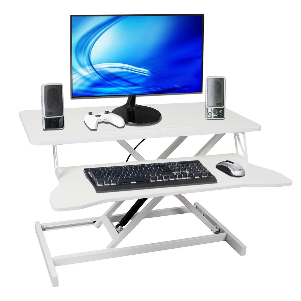 商品Streamdale Furniture|Streamdale Adjustable Standing Laptop Desk w/ Keyboard Tray, White,价格¥1211,第1张图片详细描述