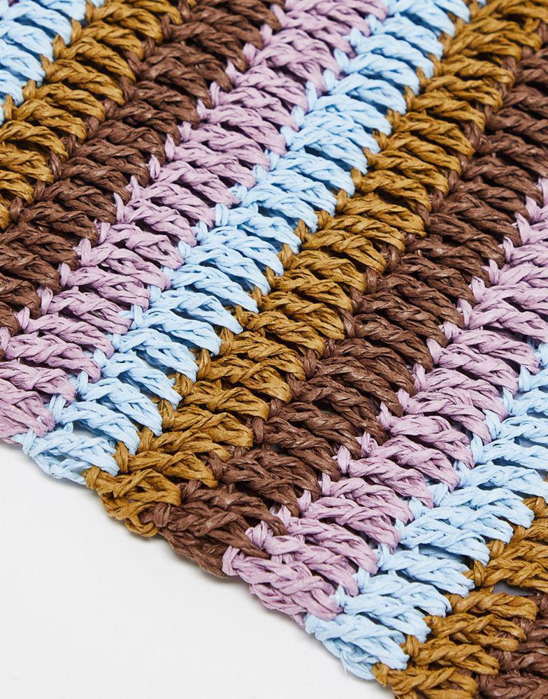 ASOS DESIGN straw cross body bag in purple and beige stripe商品第3张图片规格展示