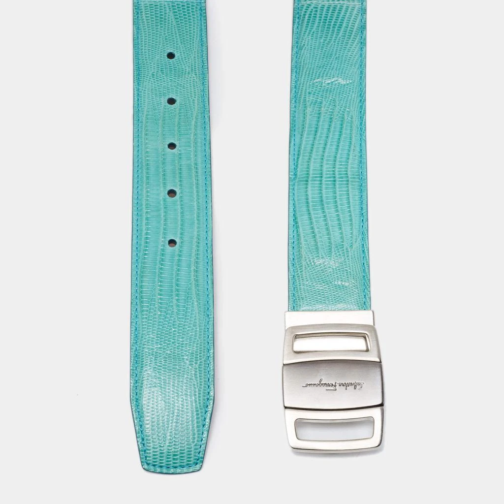 商品[二手商品] Salvatore Ferragamo| Salvatore Ferragamo Turquoise Green Lizard Buckle Belt 105CM,价格¥2421,第3张图片详细描述