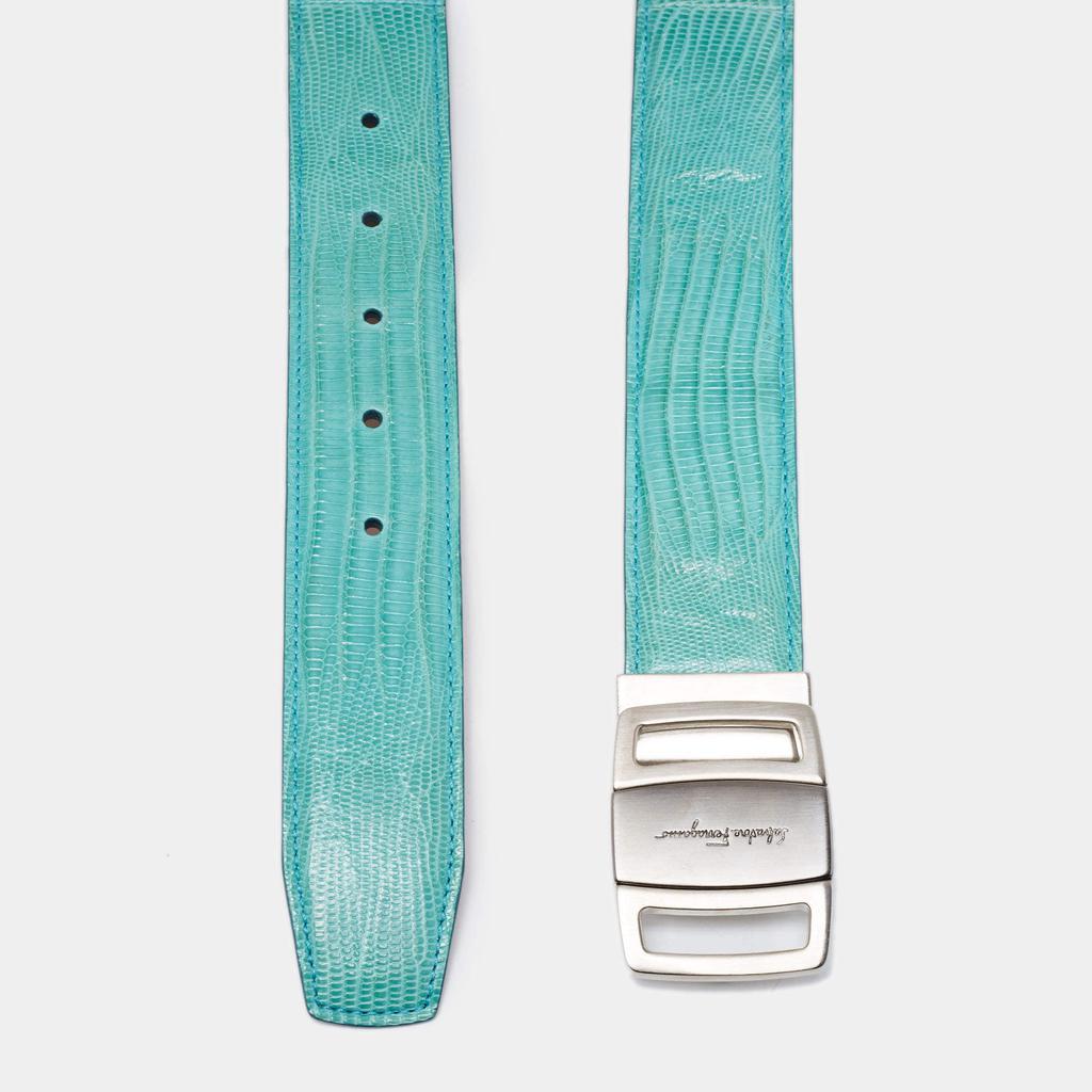 商品[二手商品] Salvatore Ferragamo|Salvatore Ferragamo Turquoise Green Lizard Buckle Belt 105CM,价格¥2342,第5张图片详细描述