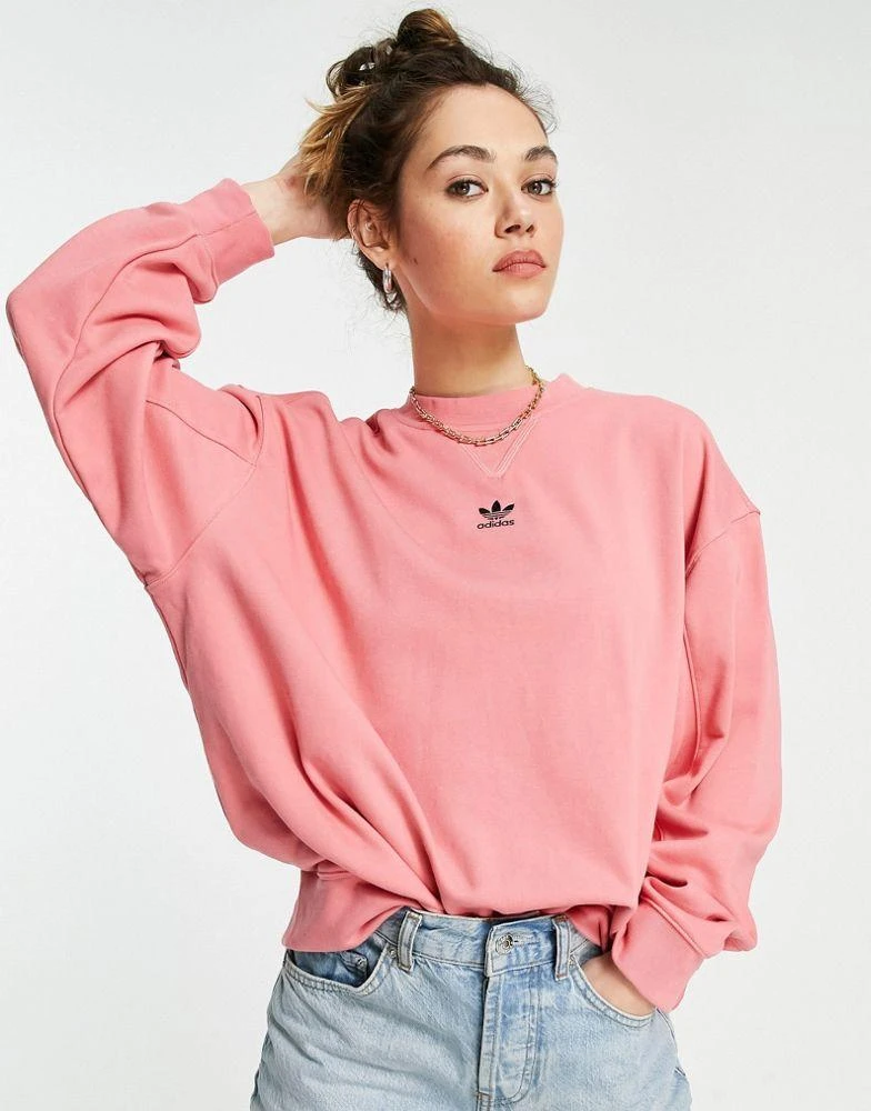 商品Adidas|adidas Originals essentials oversized central logo sweatshirt in pink,价格¥227,第4张图片详细描述