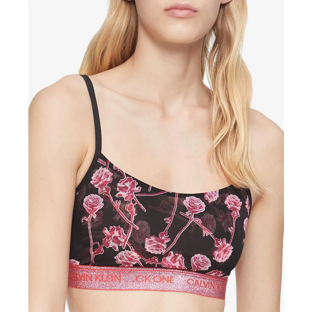 商品Calvin Klein|CK One 无衬里玫瑰印花文胸,价格¥63,第2张图片详细描述