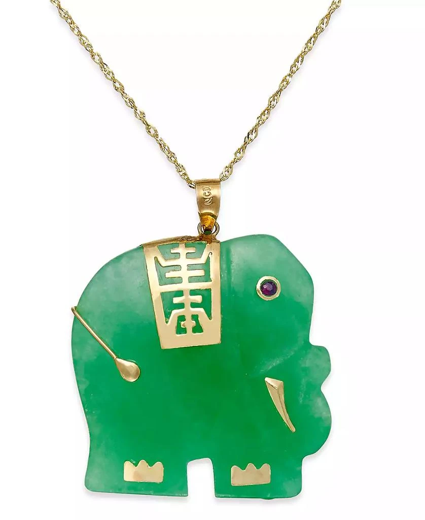 商品Macy's|Dyed Jade Elephant Pendant Necklace in 14k Gold (25mm),价格¥1315,第1张图片