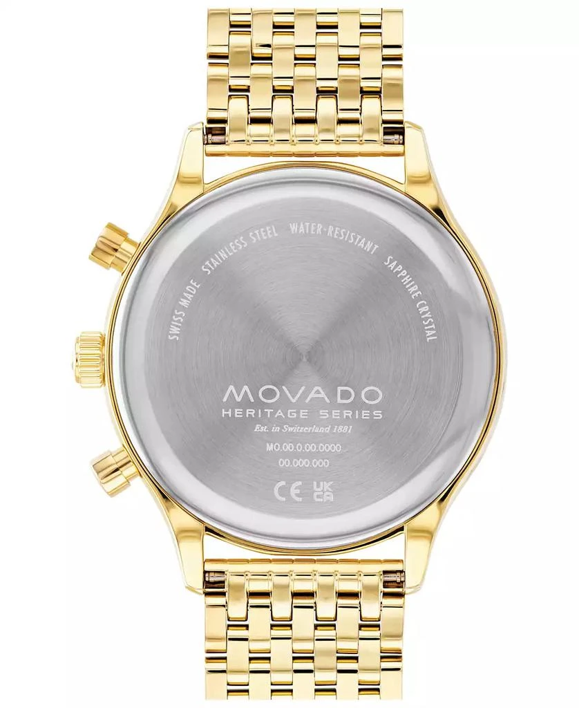 商品Movado|Men's Heritage Yellow Ionic Gold-Tone Plated Steel Bracelet Watch 43mm,价格¥9641,第3张图片详细描述