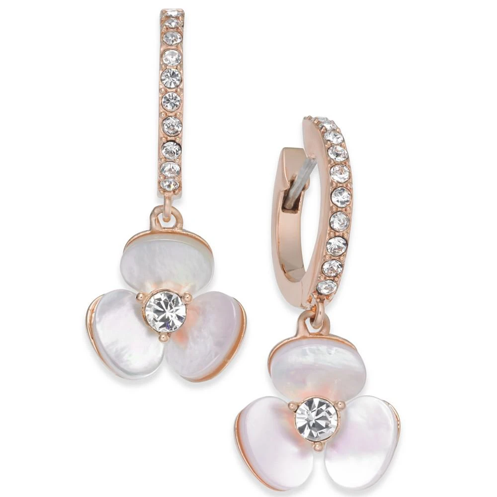 商品Kate Spade|14k Rose Gold-Plated Pavé & Mother-of-Pearl Flower Drop Earrings,价格¥432,第1张图片