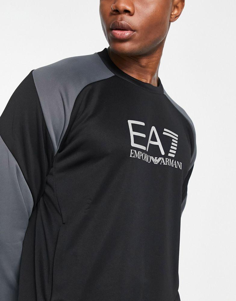 Armani EA7 colour block sweatshirt in black商品第4张图片规格展示