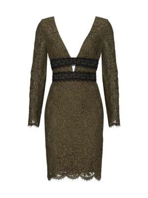 商品Diane von Furstenberg|Plunging Neckline Lace Sheath Mini Dress,价格¥1097,第4张图片详细描述