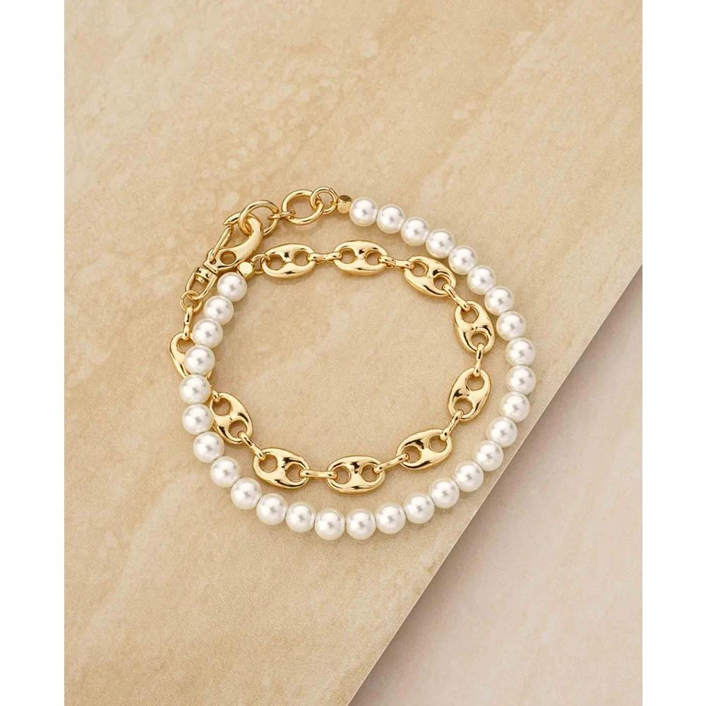 商品Ettika Jewelry|Imitation Pearl Modern Chain Link Wrap Bracelet,价格¥299,第2张图片详细描述