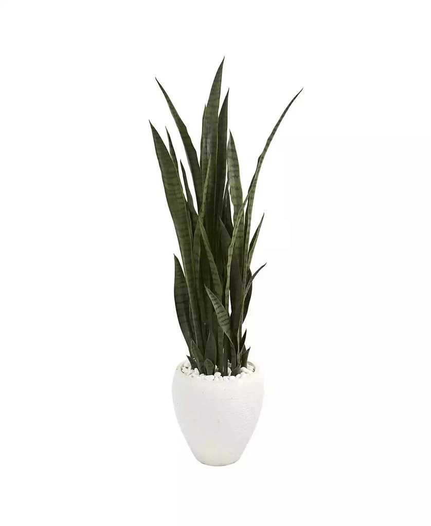 商品NEARLY NATURAL|51” Sansevieria Artificial Plant in White Planter,价格¥2317,第1张图片