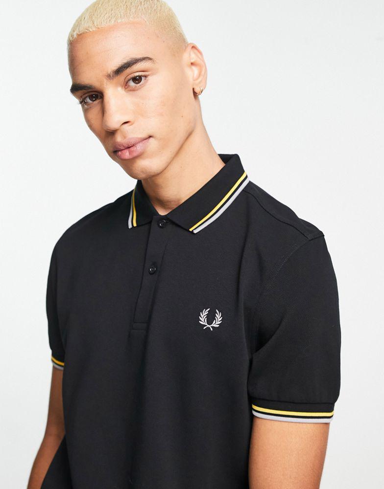 Fred Perry twin tipped polo shirt in black商品第3张图片规格展示