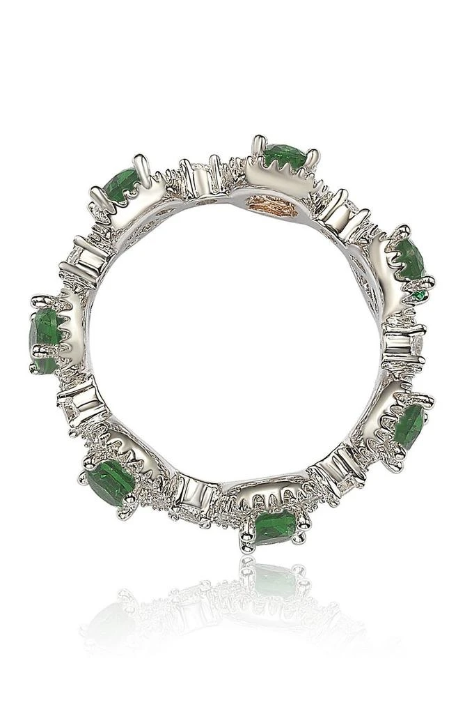 商品Suzy Levian|Sterling Silver Prong Set Green CZ & Pave Halo Station Eternity Band Ring,价格¥820,第3张图片详细描述