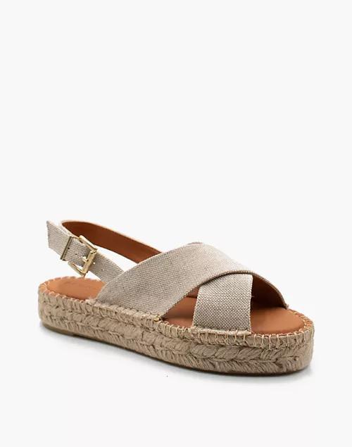 商品Madewell|ALOHAS Linen Crossed Platform Bicolor Espadrille Sandals,价格¥819,第1张图片