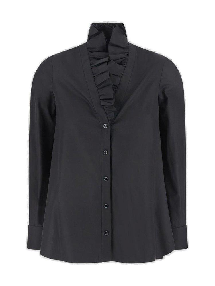 Alexander McQueen Ruffled Long-Sleeved Shirt商品第1张图片规格展示