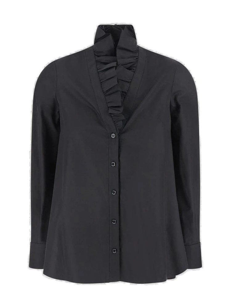 商品Alexander McQueen|Alexander McQueen Ruffled Long-Sleeved Shirt,价格¥2655,第1张图片