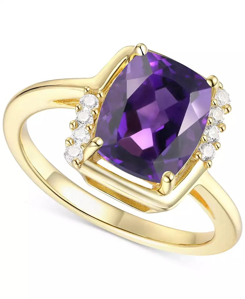 商品Macy's|Amethyst (2-1/4 ct. t.w.) & Lab-Grown White Sapphire (1/6 ct. t.w.) Statement Ring in Gold-Plated Sterling Silver,价格¥468,第1张图片