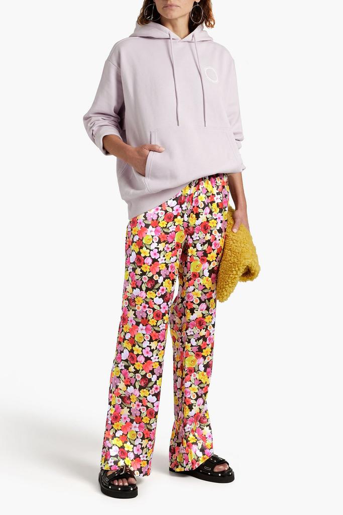 Floral-print organic silk-blend satin pajama pants商品第4张图片规格展示