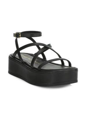 商品Stuart Weitzman|SummerLift Leather Flatform Ankle-Strap Sandals,价格¥884,第2张图片详细描述