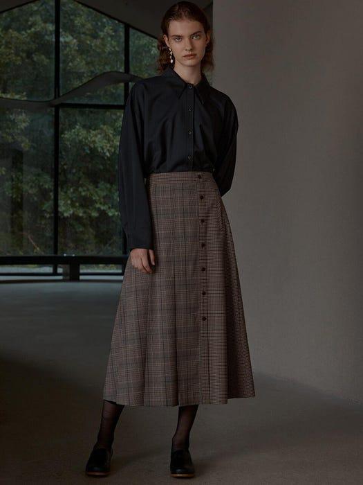 商品FRONTROW|Pleated Check Midi Skirt,价格¥702,第7张图片详细描述