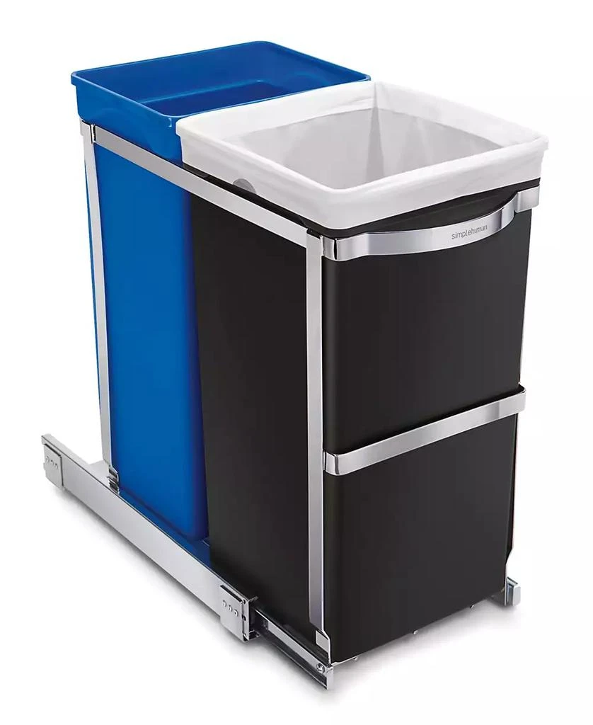 商品simplehuman|Under-the-Counter 35 Liter Pull Out Dual Recycler Trash Can,价格¥597,第1张图片