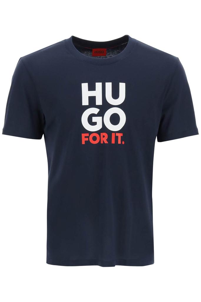 Hugo jersey t-shirt with logo print商品第1张图片规格展示