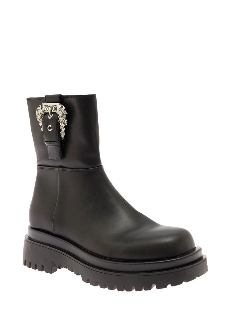 商品Versace|Black Leatherette Chuncky Ankle Boot With Baroque Buckle Versace Jeans Couture Woman,价格¥1538,第2张图片详细描述