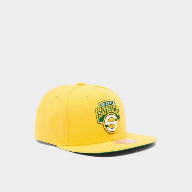 商品Mitchell and Ness|Mitchell & Ness Seattle Supersonic NBA Hardwood Classics Snapback Hat,价格¥186,第3张图片详细描述