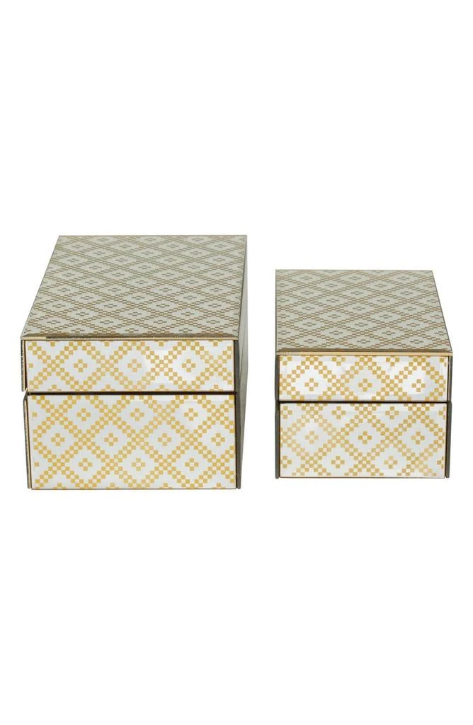 Gold Glass Geometric Box with Glass Sides - Set of 2 商品