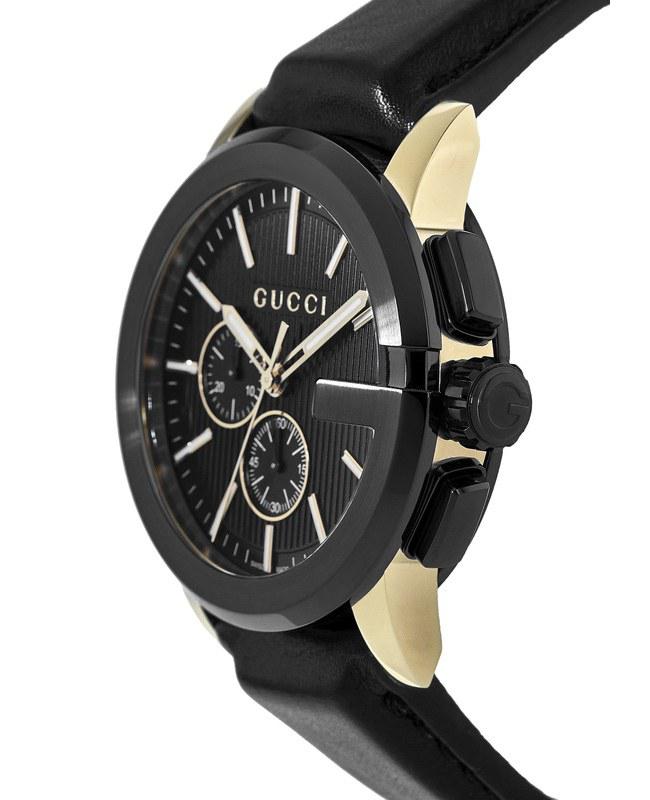 Gucci G-Chrono XL Black Dial Leather Strap Men's Watch YA101203商品第3张图片规格展示