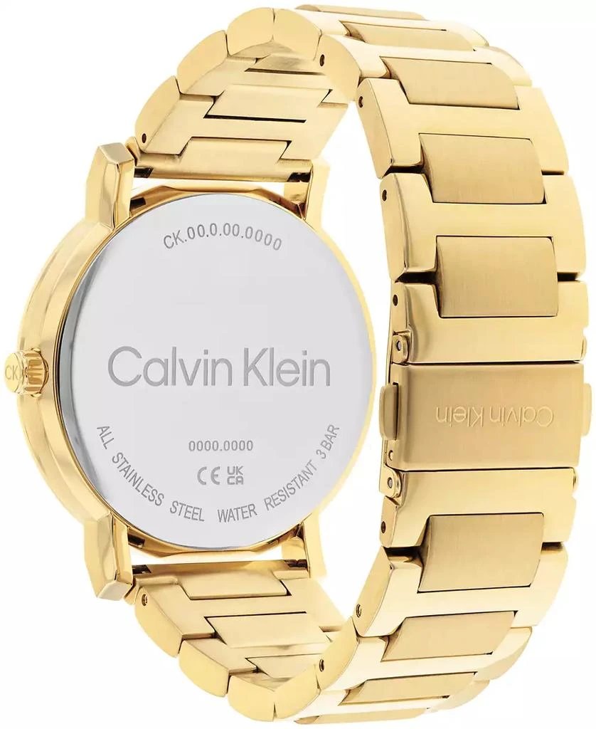 商品Calvin Klein|Men's 3-Hand Gold-Tone Stainless Steel Bracelet Watch 43mm,价格¥803,第3张图片详细描述