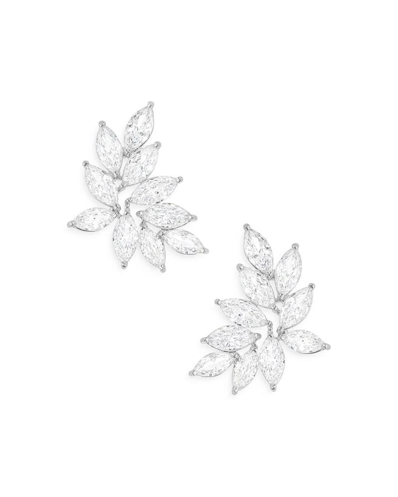 商品Shashi|Wind Marquise Cubic Zirconia Cluster Climber Earrings in White Gold Tone,价格¥464,第1张图片详细描述