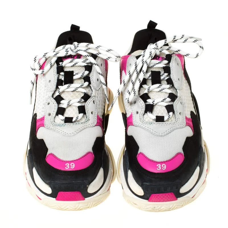 商品[二手商品] Balenciaga|Balenciaga Pink Mesh And Leather Triple S Clear Sole Platform Sneakers Size 39,价格¥4258,第3张图片详细描述