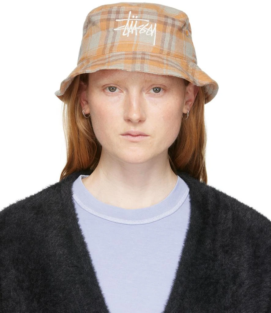 商品STUSSY|Orange Earth Plaid Basic Bucket Hat,价格¥411,第1张图片