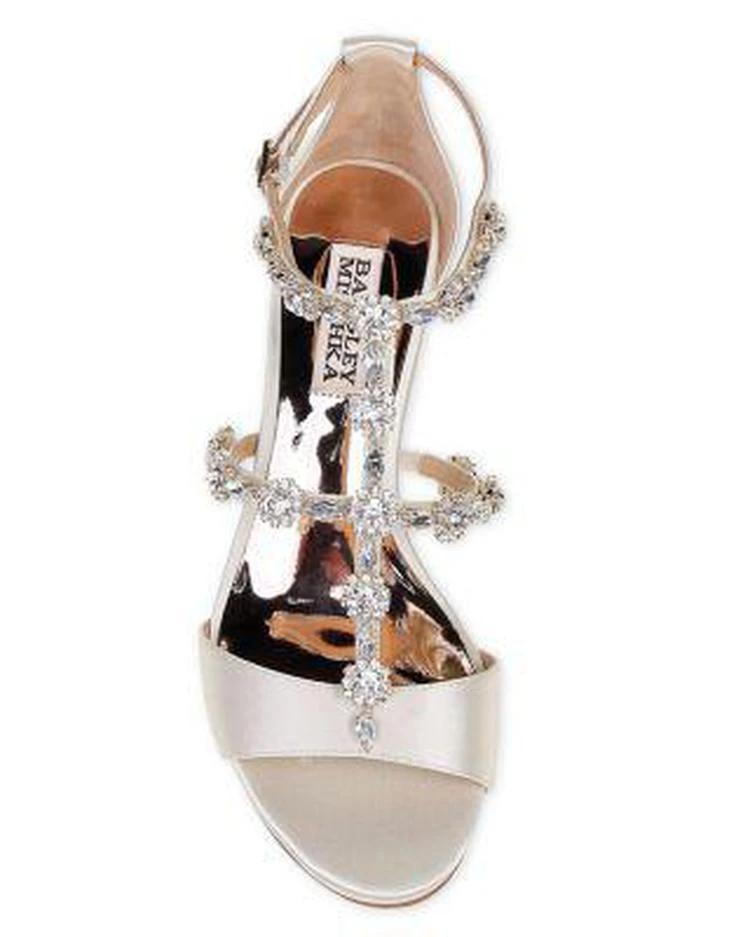 商品Badgley Mischka|Terry Embellished T Strap Wedge Sandals ,价格¥733,第3张图片详细描述