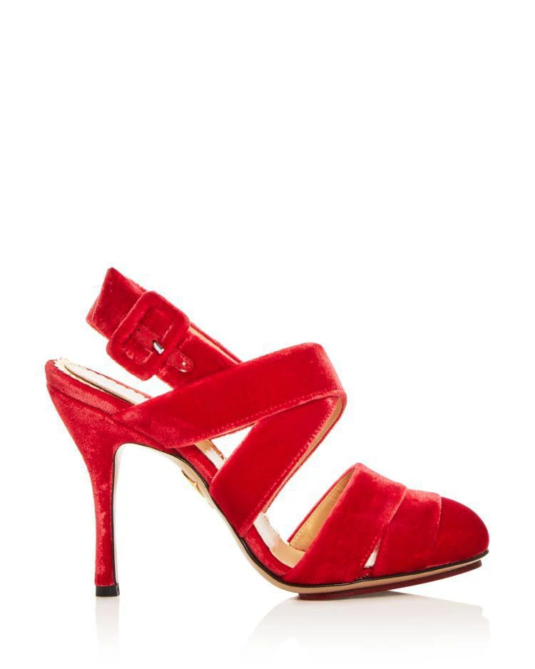 商品Charlotte Olympia|Women's Brenda Velvet Crisscross Slingback Pumps,价格¥1898,第2张图片详细描述